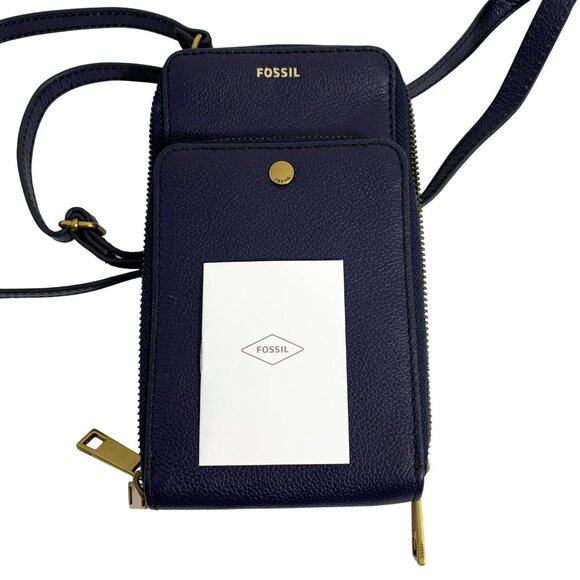 Fossil Outlet Women's Sofia Phone Case Wallet Crossbody Bag - Navy Blue NWOT - Picture 1 of 11
